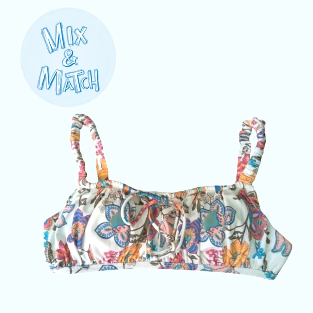 SunDazed 34B/34C Floral Shirred Bikini Top With Adjustable Straps NWOT - Picture 2 of 11